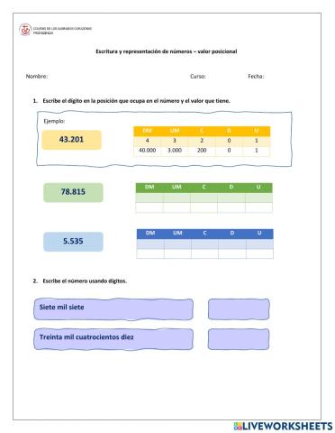 Valor posicional y representación de números