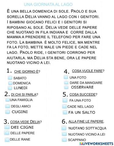 Verifica Lettura e comprensione
