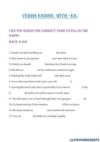 Verbs ending with -en.