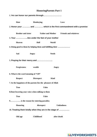 Honoring the parents part1