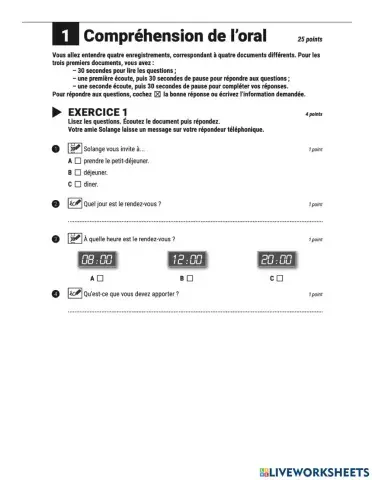 Compréhension orale 1