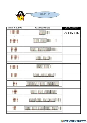 Numeración abn 1º primaria ficha 82