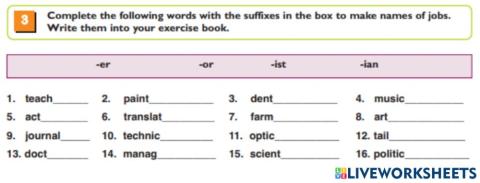 Jobs and Careers - Suffixes