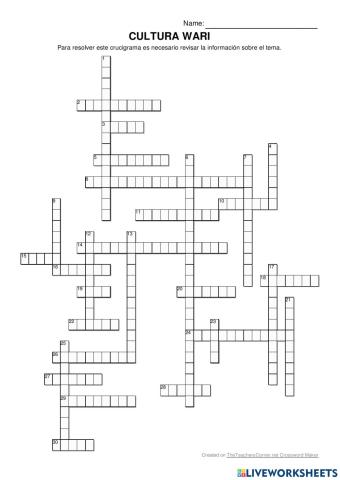 Crucigrama cultura wari