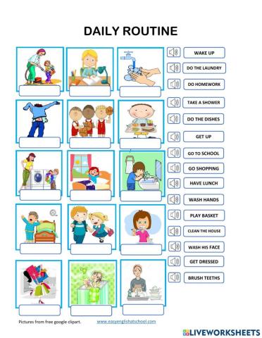 Daily routine vocabulary