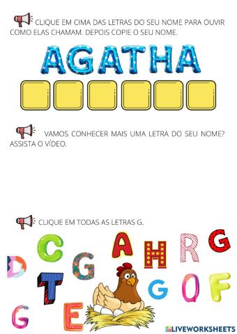 Atividade adaptada nome Agatha