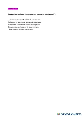 Comprensió lectora: El Capità Calçotets i la revenja repugnant dels robacalçotots radioactius Cap.10i11