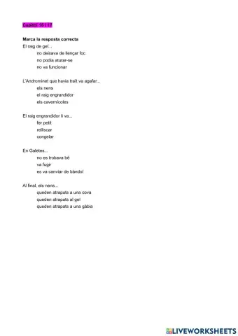 Comprensió lectora: El Capità Calçotets i la revenja repugnant dels robacalçotots radioactius Cap.16 i 17