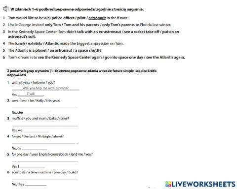 Short test of future simple