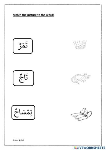 Match the word to the picture letter ت