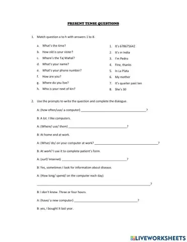 Present simple questions