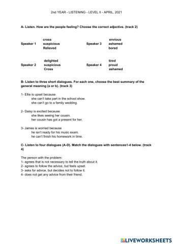 2nd Year - LISTENING 1 - Level II