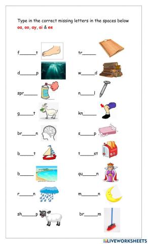 Phonics Sounds ai, ee, oo, oa, ay