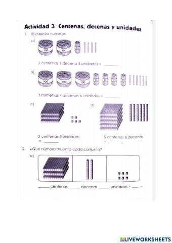 Escribe los nombres de los números.