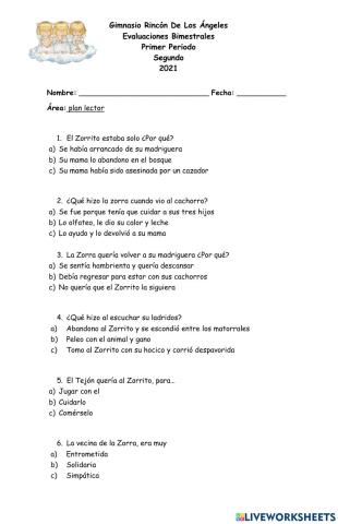 Evaluacion plan lector