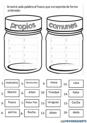 Sustantivos propios y comunes