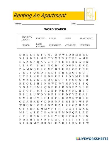 Renting an apartment-wordsearch