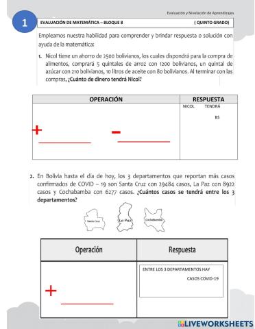 Evaluacion de matematica