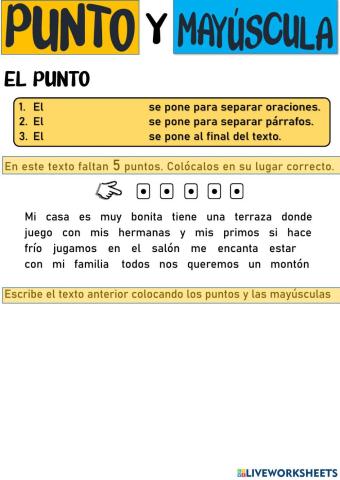 Uso del punto y la mayúscula