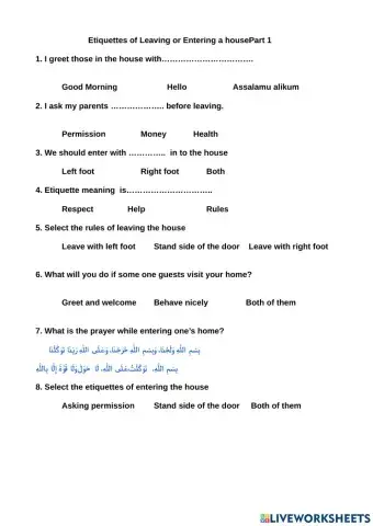 Etiquette of leaving or entering a house