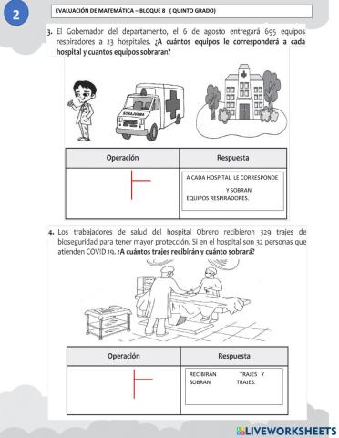 Evaluación de matemática