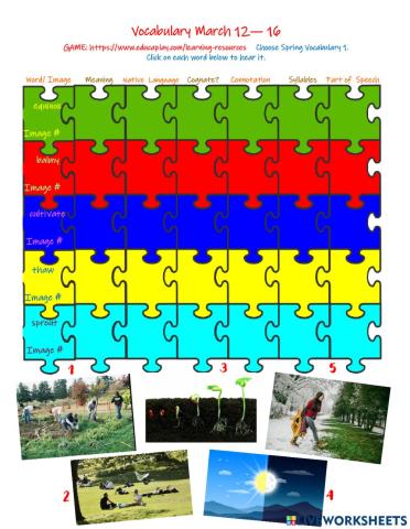 Vocabulary Log Spring 1