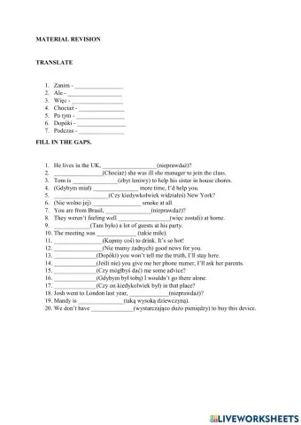 Zestaw 2 - powtórzenie materiału