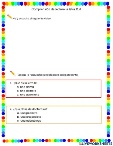 Comprensión lectora letra D d