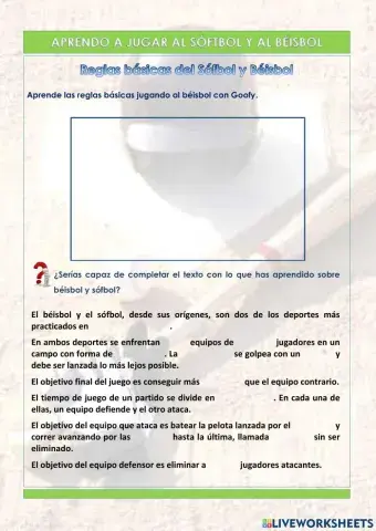 Aprende a jugar al béisbol y al sófbol (3º y 4º)