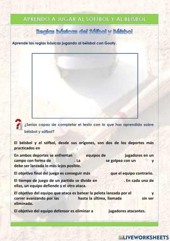Aprende a jugar al béisbol y al sófbol (3º y 4º)