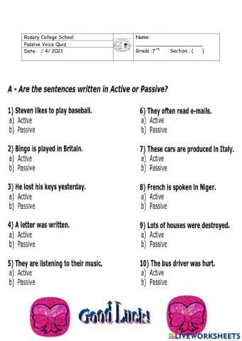 Passive Voice Quiz