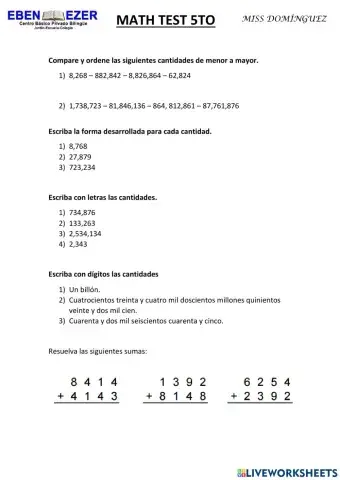 Exámen de Matemáticas