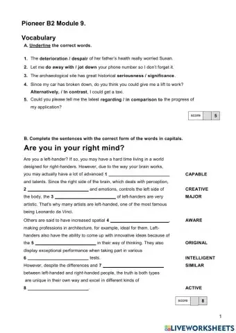 Pioneer B2 Module 9. Test