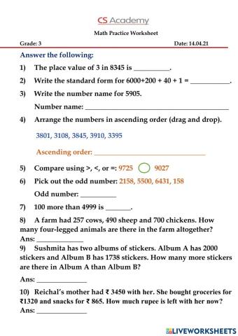 Math practice worksheet
