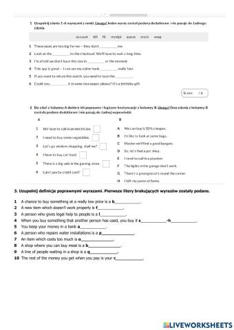 E8 U7 Macmillan cz.1 kartkówka słownictwo