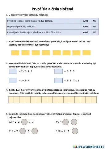 Prvočísla a čísla složená