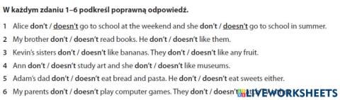 Present simple negatives