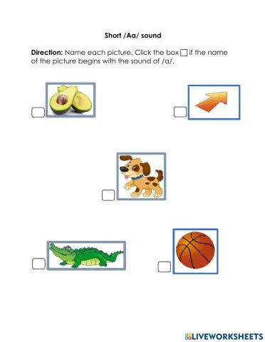 Identifying Beginning Short Aa vowel sound