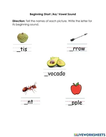 Writing Beginning Short Aa vowel sound