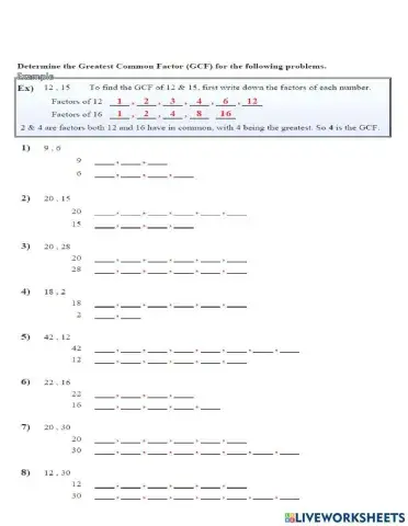 Greatest Common Factor (GCF)