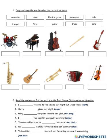 HS1 Musical Instruments &Past Simple Affirmative-Negative