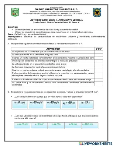 Caida Libre y Lanzamiento Vertical