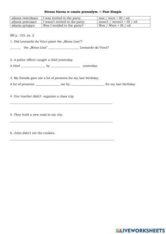 strona bierna - czas przeszły