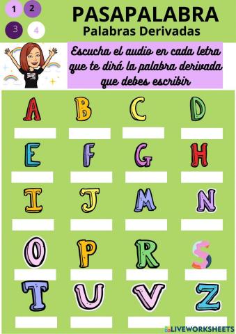 Pasapalabra de palabras derivadas