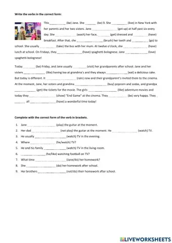 Pres Simple and Cont - Jane