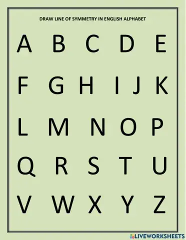 Line of symmetry in Eng alphabet