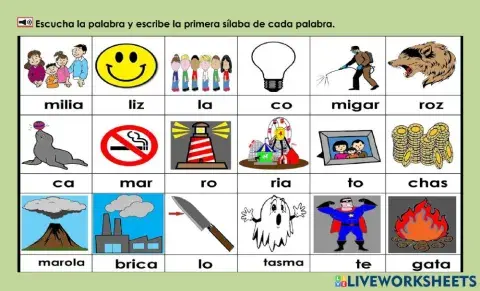 Ff: Escribe la primera sílaba.