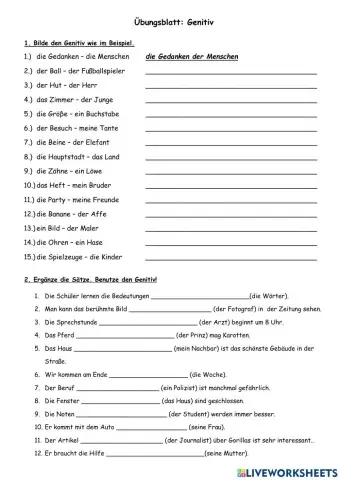 Genitiv (auch mit schwachen Substantiven)