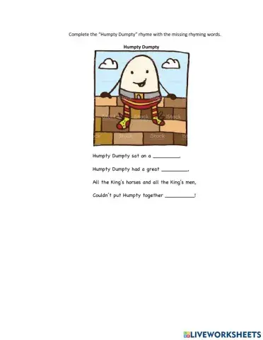 Humpty Dumpty Missing Words