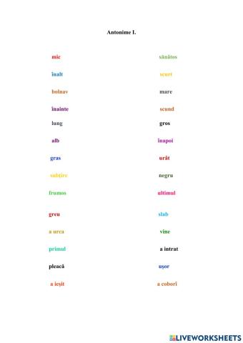 Exerciții de cuvinte